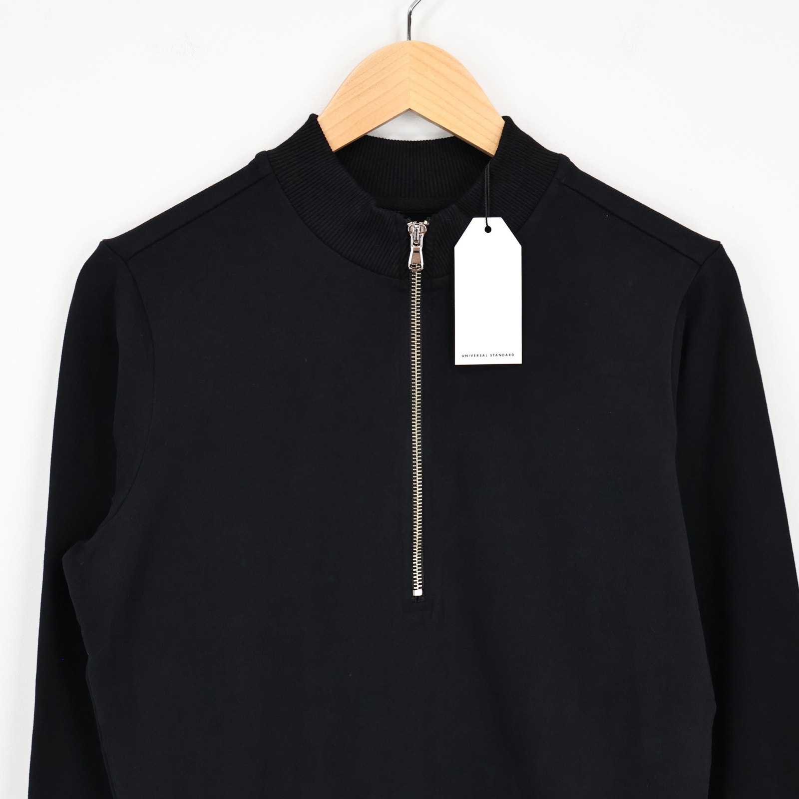 Universal Standard Zoe Half Zip Funnel Neck Top Sweatshirt Black 4xs 00/0 Nwt — image 2 of 7